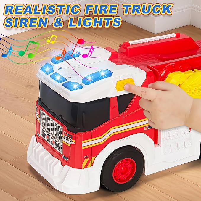 Large Fire Trucks Toys for Toddlers Kids Toys for 3 4 5 6 7 8 Years Old Boys 15 Firetruck Toy for Kids with Ladder Lights Sounds &amp Water Shooting Christmas Birthday Gifts for Boys &amp Girl