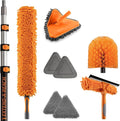 20 Foot High Reach Duster Kit with 4-12 ft Extension Pole // High Ceiling Dusting and Window Cleaning Kit with Telescopic Pole // Baseboard and Wall Washer Mop Squeegee Fan Blade &amp Cobweb Duster