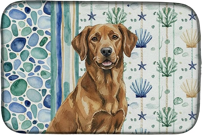 Caroline's Treasures Chesapeake Bay Retriever Coastal Sea Glass Dish Drying Mat Absorbent Dish Drying Mat Pad for Kitchen Counter Dish Drainer Mat for Countertop 14 x 21 Multicolor