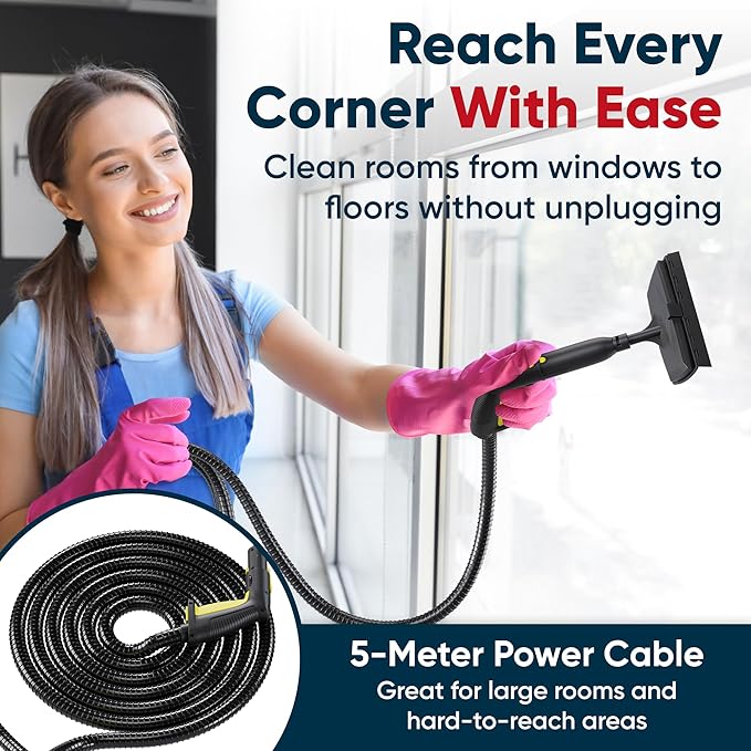 Heavy-Duty Steam Cleaner for Home &amp Car – High-Pressure Chemical-Free Deep Cleaning System Portable Handheld Steamer with 27-Piece Kit for Tile Grout Floors Ovens &amp Upholstery