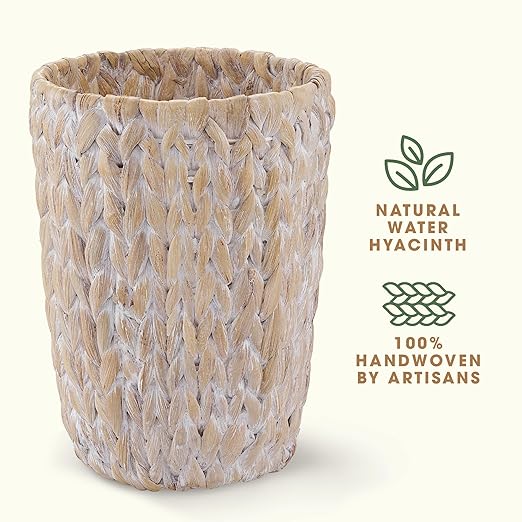 2-Pack White Wicker Trash Cans