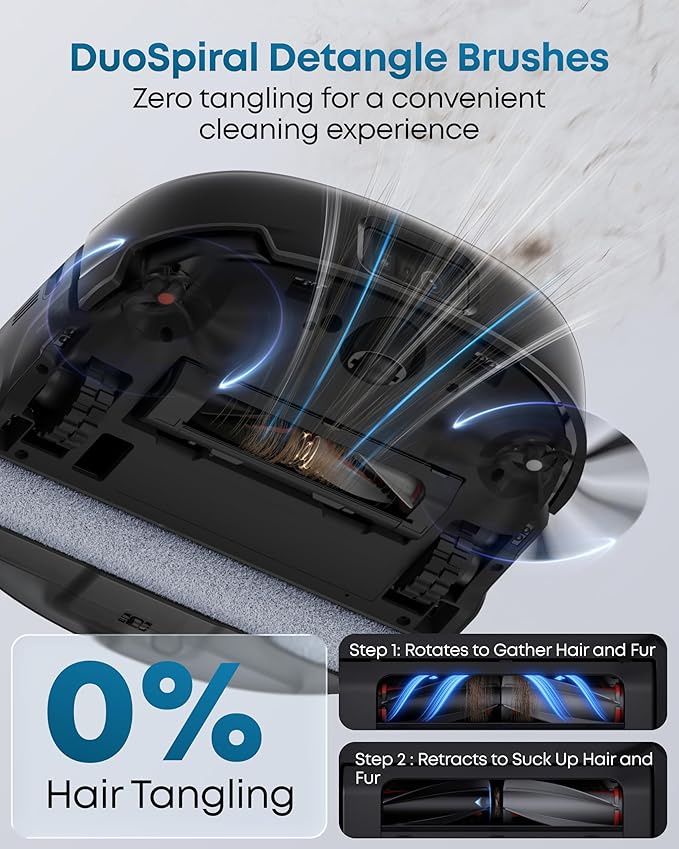 eufy Robot Vacuum E25 20000 Pa Turbo SuctionRoller Mop with HydroJet System All-in-One Robot Vacuum and Mop Combo Edge-to-Corner Cleaning Zero-Tangle Design AI Obstacle Avoidance (Upgraded)