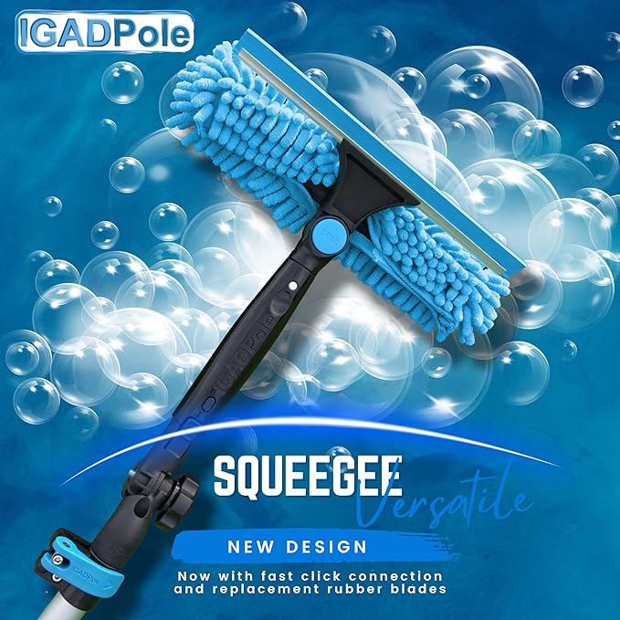 IGADPole 12 FT Water-Fed Washing Kit with Soap-Dispenser Brush 10″ Squeegee &amp Cobweb Duster for Windows Gutters Solar Panels &amp Exterior Walls