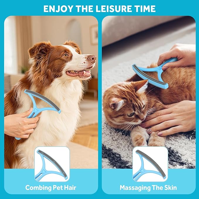 Pet Hair Removal Tool - Pet Hair Remover for Cat &amp Dog Hair Cleaning Carpet Rake for Fabric Furniture Pet Carpet Cleaner Come with Adhesive Hook Convenient to Hang &amp Store an Ideal for Pets