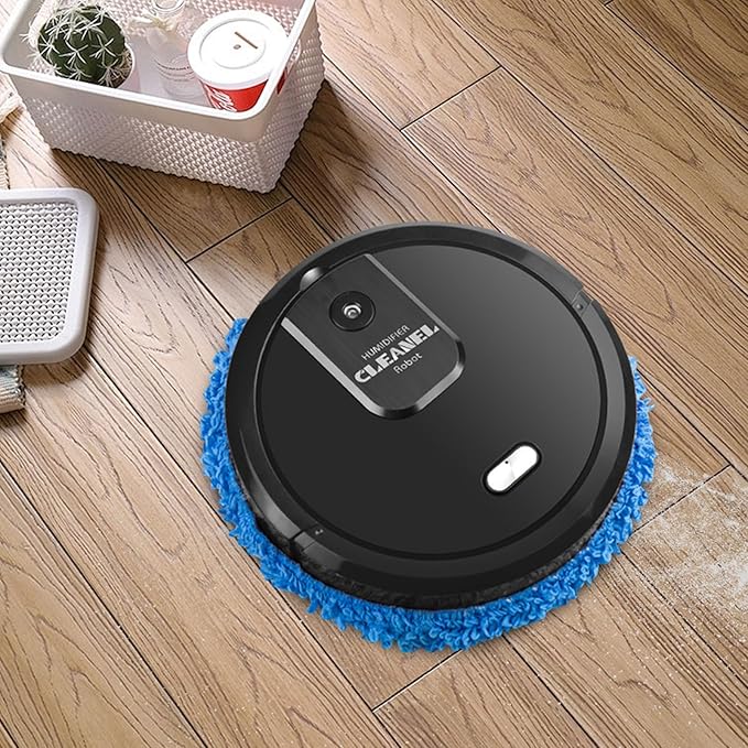 Mopping Cleaner Machine 10000RPM High-Speed Mopping Machine with Wet/Dry Wipes Spray Humidifier Coverage for Hard Floors Pet Hair Black