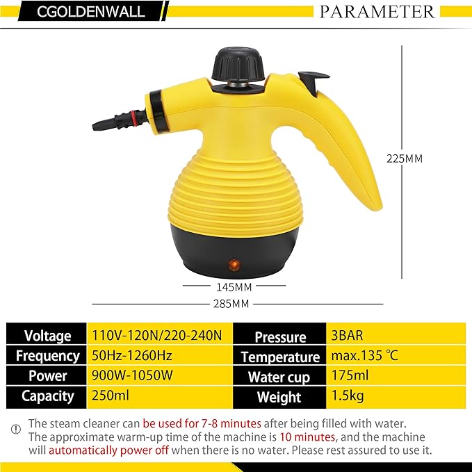 CGOLDENWALL Handheld Steam Cleaner Pressurized steamer Portable Cleaning Machine for Stubborn Stains Removal Multi-Purpose Cute Household Cleaning Machine