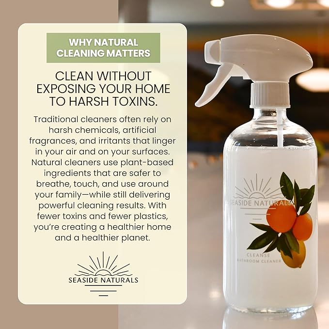 Cleanse Bathroom Cleaner Refill (4 oz) – Makes 4 Bottles – Non-Toxic Citrus &amp Tea Tree Concentrate with Lemon Grapefruit Orange Essential Oils – Plant-Based Deep Clean Formula