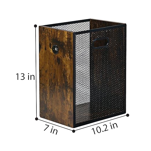 Small Trash Can 4.5 Gallon Garbage Can with Handle Metal Mesh Waste Basket Rectangular Trashcan for Bedroom Bathroom Office Living Room Industrial Finish