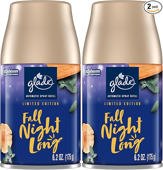 Glade Automatic Spray Refill Air Freshener for Home and Bathroom Fall Night Long 6.2 Oz 2 Count