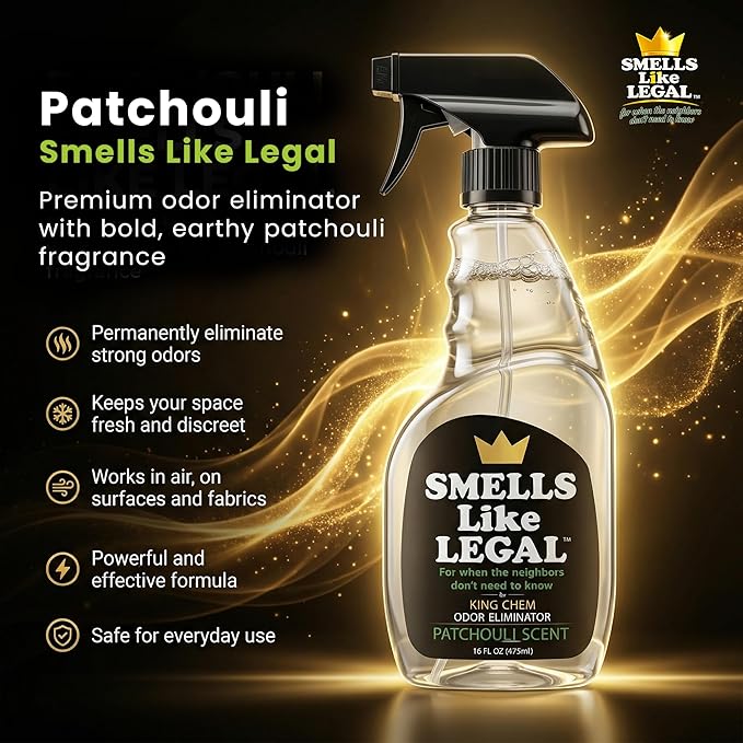 Patchouli Odor Eliminator Spray – Neutralizes Smoke Pet Food &amp Household Odors – Non-Staining Fabric-Safe Deodorizer – Biodegradable Made in USA – 16 oz