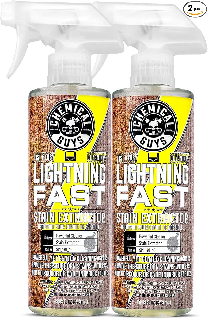 Chemical Guys SPI_191_1602 Lightning Fast Carpet and Upholstery Stain Extractor (Fabric Upholstery &amp Carpet) Safe for Cars Home Office Furniture &amp More 16 fl oz Fresh Scent (2 Pack)