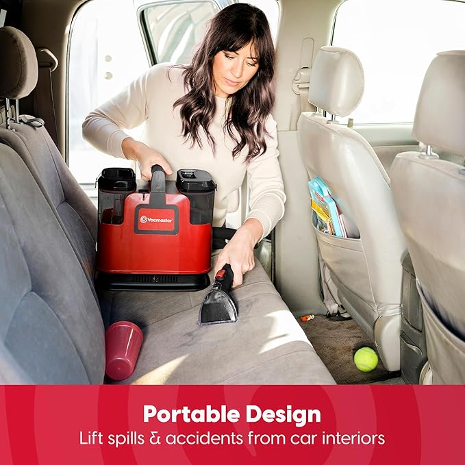 Vacmaster Portable Carpet Upholstery Cleaner with 15Kpa Suction Self-Cleaning Tool and 3.5 Tough Stain Tool Compact Stain &amp Odor Remover