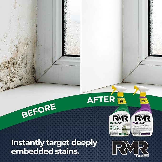RMR Brands DIY Mold &amp Stain Remover Bundle Complete Mold Killer &amp Mildew Prevention Kit Disinfectant Spray Includes 2-32 fluid ounce Bottles