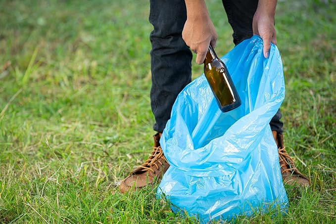 APQ Blue Heavy Duty Trash Bags 40 x 48 Inches. Pack of 200 Polyethylene Office Trash Can Liners 18 Micron Thick. Durable Recyclable 80 Gallon Plastic Garbage Bags for Offices Schools and Kitchen