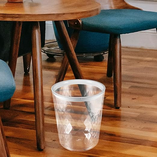 Sosoport Transparent Round Trash Container Polymer Material Large Capacity Garbage Bin for Bathroom Kitchen Lightweight Multi-Function Wastebasket