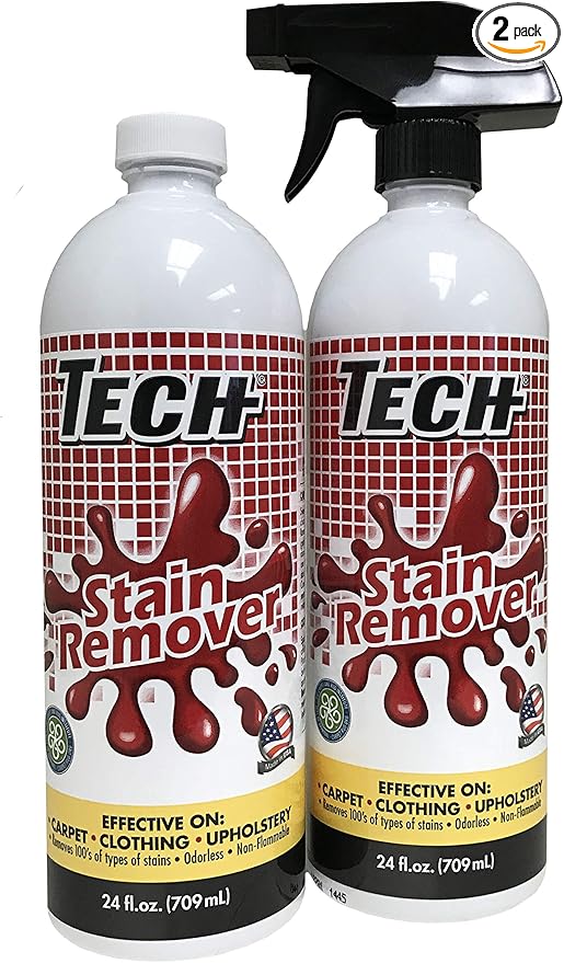 TECH Stain Remover 24 oz Spray Bottle 2-Pack For Carpet Clothes Upholstery and Other Fabrics