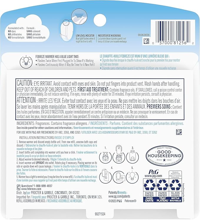 Febreze Plug with Fade Defy Technology Air Freshener (2) of 0.87 fl oz Refills (Mediterranean Lavender)