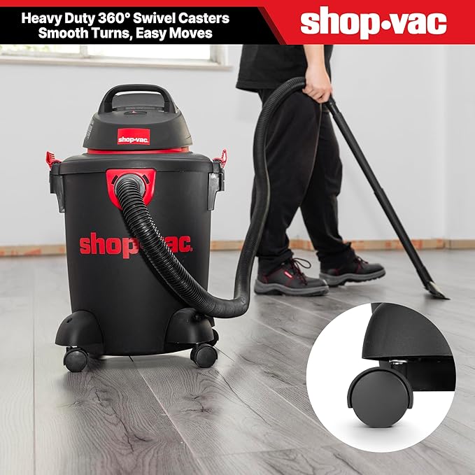 Shop-Vac 5985005 6 Gallon Wet/Dry Vacuum 3.5 Peak HP 1.25 Inch Diameter x 7 Foot Hose 6 Foot Cord Ideal for Home Garage and Workshop Cleaning