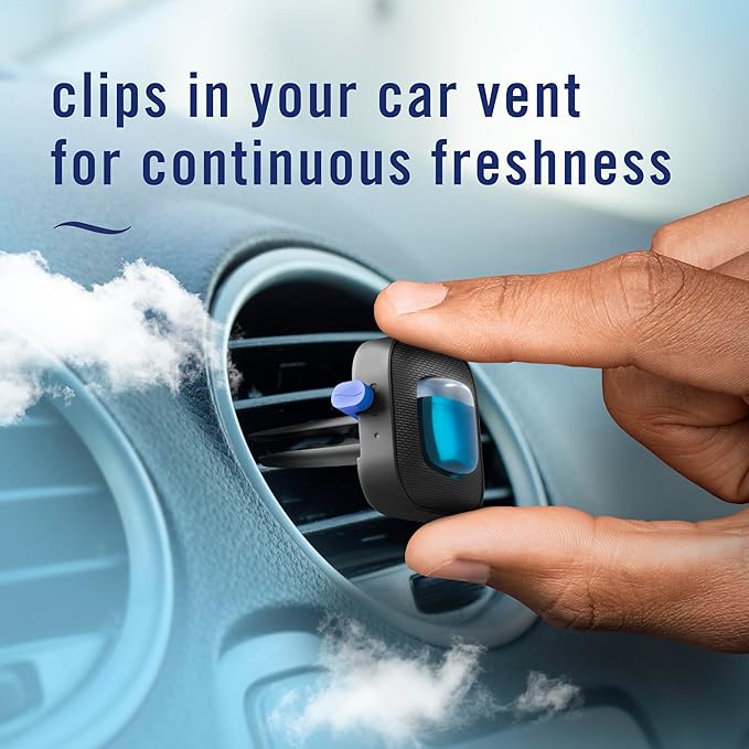 Febreze AUTO Air Freshener Odor-Fighting Automotive Vent Clip Evening Woods Scent 8 Count