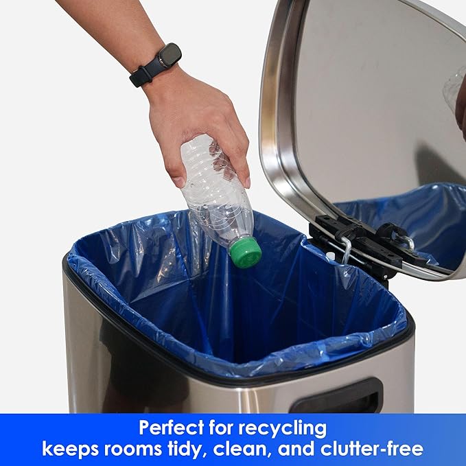 30 Gallon Recycling Trash Bags Unscented 120 Count Drawstring Garbage Bags Pre-Separated Ultra Strong Leakproof Sturdy Translucent Blue