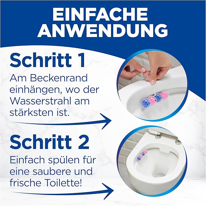 WC-Frisch Kraft Aktiv Fragrance Rinser Flower Freshness (2 x 50 g) Toilet Cleaner for Cleaning with Every Flush Fragrance Stones for Long-Lasting Fresh Fragrance + 50% Anti-limescale Effect