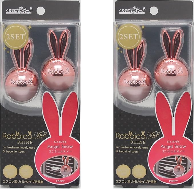 Unit of 4 Rabbico Air Shine Car air freshener Angel Snow scent Vent clip 2 Boxes with 2-unit per box Angel Snow scent is a Luxurious floral fruity blend complemented by amber and vanilla scents