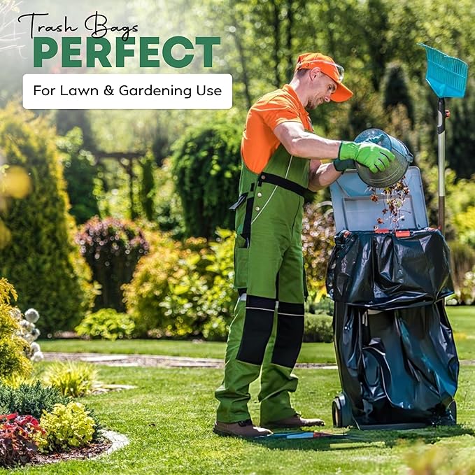 95 Gallon Heavy Duty Trash Bags | 25 Bags w/Ties | Super Large Garbage bags | 1.5 MIL Thickness for Yard Home and Office Cleanup Disposal - TrashMaster (50)