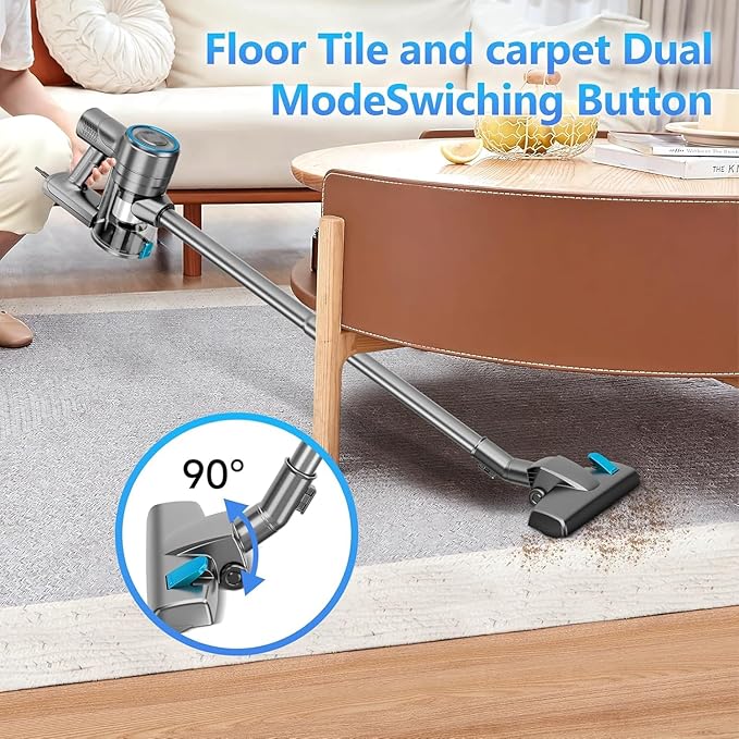 Corded Stick Vacuum Cleaner 25Kpa Powerful Stick Vacuum 2 in 1 Vacuum Cleaners1.2 L Dust Cup Corded Handheld Vacuum Pet for Hair Short-Pile Carpet Hardfloor (Sky Blue)
