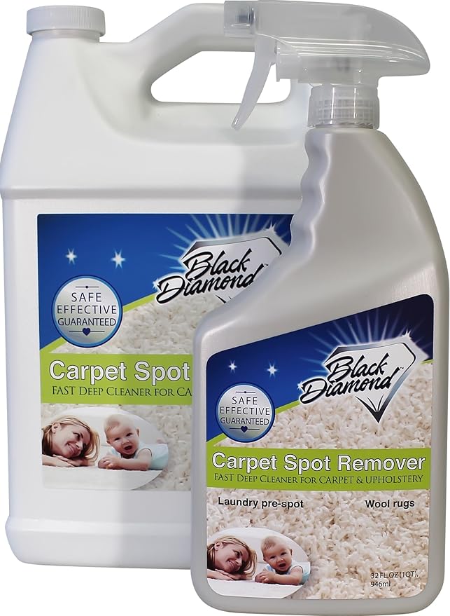 Black Diamond Stoneworks Carpet &amp Upholstery Cleaner: Fast Acting Deep Cleaning Spot &amp Stain Remover Spray Also Works Great on Rugs Couches and Car Seats (1-Quart/1-Gallon)