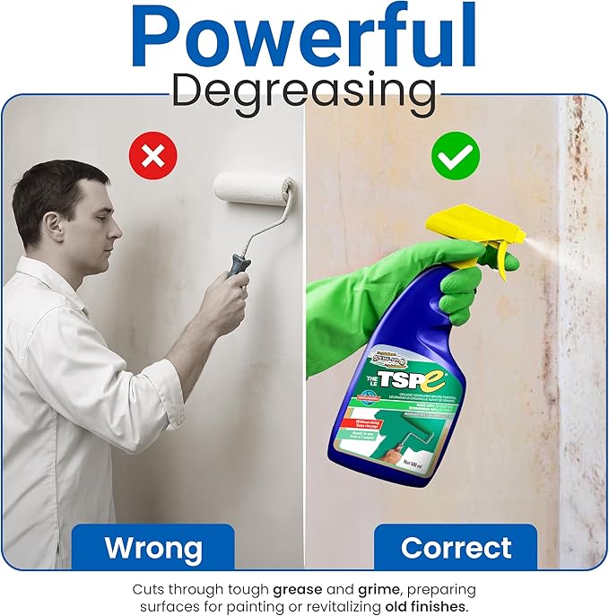 TSPE Cleaner Spray – 500ml Eco-Friendly No-Rinse Degreaser for Walls Wood Cabinets &amp Paint Prep – Phosphate-Free TSP Alternative – Biodegradable Septic Safe Non-Toxic Cleaning Solution