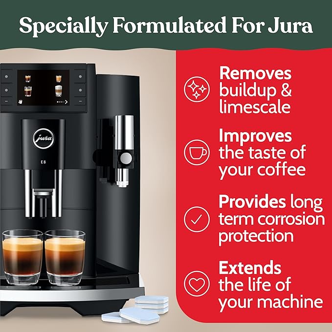 Roobi Jura Compatible Descaling Tablets. 12 Jura Descaling Tablets for Automatic Espresso Coffee Machines. 100% Vegan Carbon Neutral.