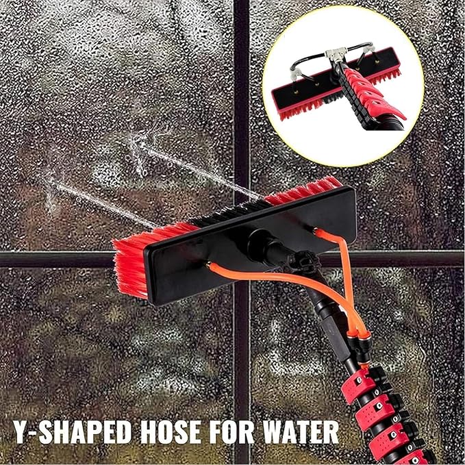 Water Fed Pole Kit 7.2M Outdoor Window Cleaning Brush Glass Solar Panel Cleaning Extendable Telespole Water Fed Brush Spray Washer