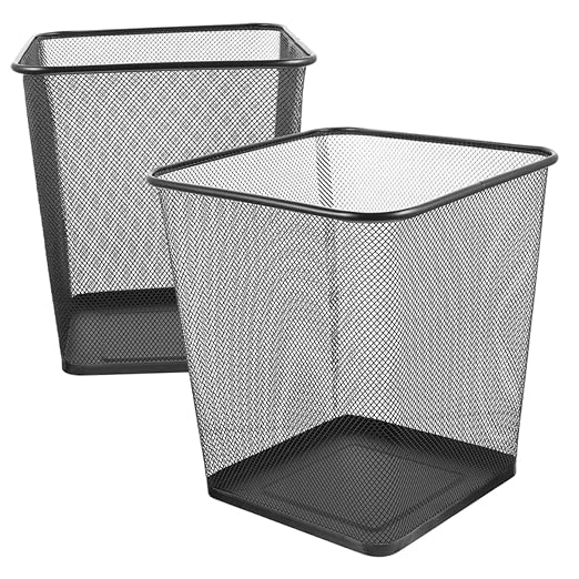 2pcs Iron Mesh Wastebasket for Home Office Sturdy Recycling Bin Wide Opening Rustic Design