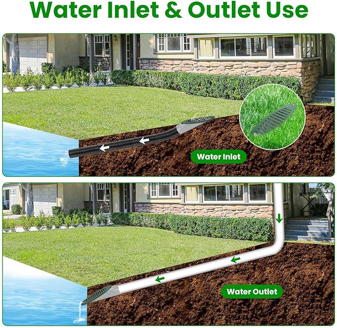 iMounTEK Yard Drain Emitter 4Inch Angled Yard Drainage Pipe With Sloped Grate Yard Drain Emitter For Sump Pump Discharge Downspout Extensions Compatible With 4” Connections/2 PCS