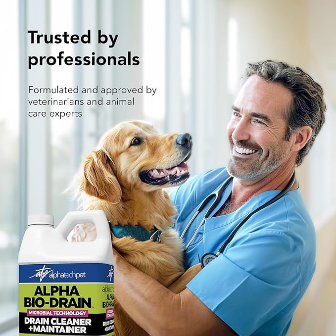 ALPHA BIO-DRAIN - Enzyme-Based Maintenance to Help Prevent Clogs and Reduce Odors from Pet Waste Grease Hair in Drains and Septic Systems - ½ Gallon by Alpha Tech Pet