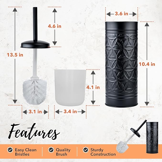 Autumn Alley Black Toilet Bowl Brush and Holder Matte Black Bathroom Toilet Brush for Modern Farmhouse Bathroom Accessories Decor Standing Bowl Scrubber Brush with Holder