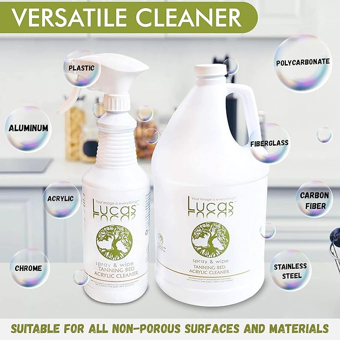 Lucasol Lucas Acrylic and Plastic All Purpose Cleaner Spray 32 FL oz + 1 Gallon Refill Size - Bundle