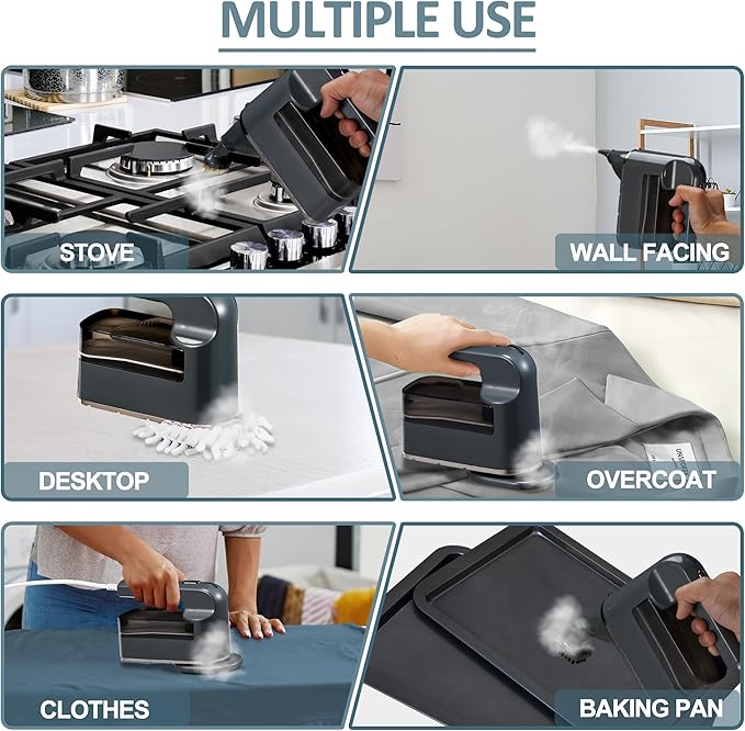Spurgehom Handheld Steam Cleaner 25S Quick Heating Portable Steamer with Visible Water Level15-Piece Accessory Set Fast Heating for Car Carpet Upholstery Couch Tile Windows Cleaning