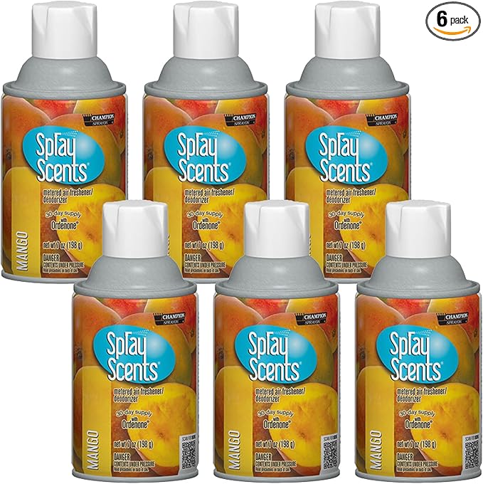 Champion Sprayon SprayScents Metered Air Freshener Refill 7 oz Odor Control Fragrance Mango (6 Pack)