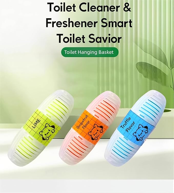 Hanging Toilet Bowl Cleaner 3 Scents Automatic Toilet Rim Cleaner Can be used 500 times Stain Removing Odor Eliminating Toilet Freshener for Standard &amp Smart Toilets (Pomegranate9)