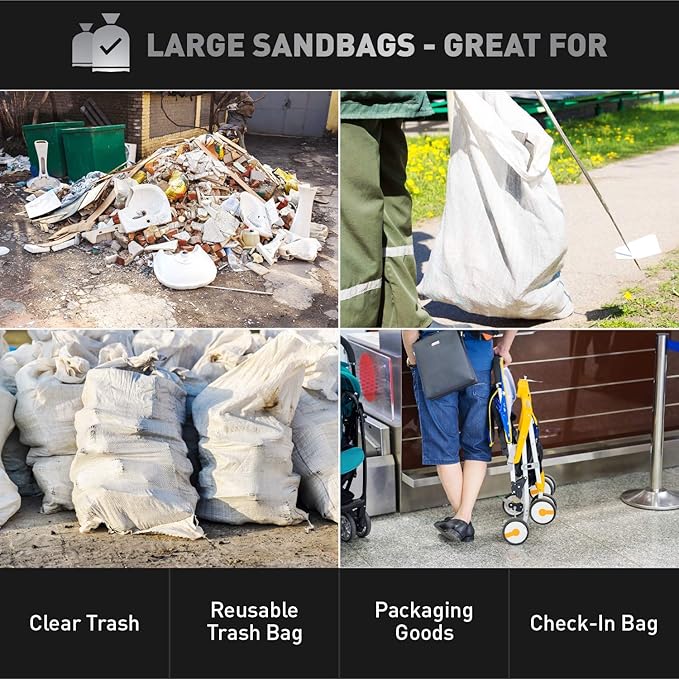 Sandbaggy Large Sandbags - Size: 25 x 40 - Thick Heavy Duty Contractor Bags Heavy Duty Garbage Bags Dumpster Bag Construction Trash Bags 6 mil (25 Bags)