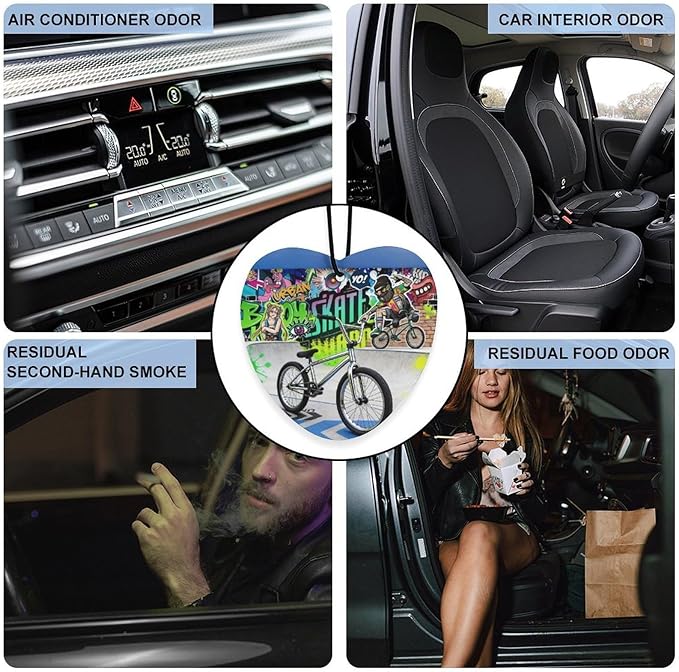 5PCS Car Air Freshener Hanging Personalized Double Sided Urban Bike Car Fresheners Long Lasting New Cars Scents Cute Automotive Freshies for Closets Drawers (tea)