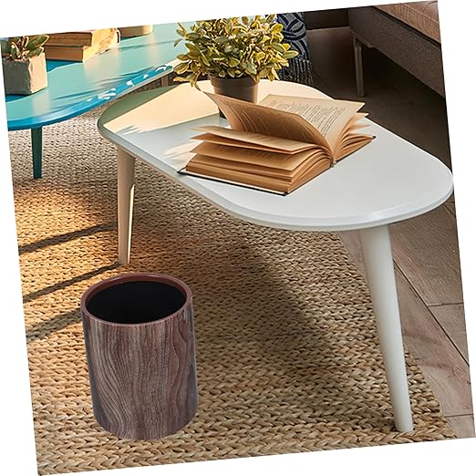 Happyyami Large Kitchen Trash Can Vintage Wood Grain Garbage Can Touchless Bathroom Waste Basket 35l Capacity