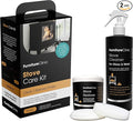 Furniture Clinic Stove Care Kit – Clean &amp Restore Log Burners Grates &amp Fireplaces | Removes Soot &amp Dirt | One Bottle Glass &amp Metal Cleaner + Stove Polish | 500ml / 17 Fl Oz Each Bott