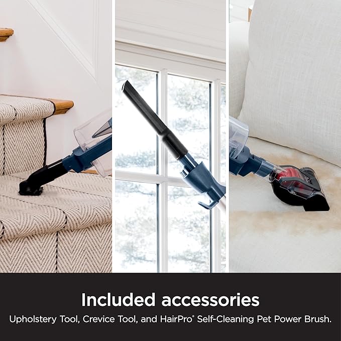 Shark HZ3002 Stratos Ultralight Corded Stick Vacuum with DuoClean PowerFins HairPro Self-Cleaning Brushroll &amp Odor Neutralizer Technology Navy