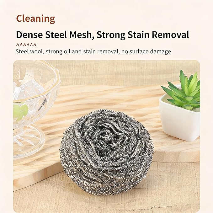 150 Pack Stainless Steel Scrubbers for Kitchen Cleaning Metal Scouring Pads for Pots Pans Oven Grill &amp Bathroom Surfaces Wire Wool Sponge Individually Wrapped Set