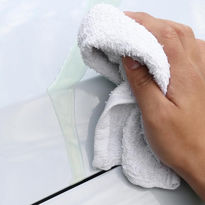Arkwright TT60 Terry Cloth Rags Pack of 60 100% Cotton Cleaning Towels for Kitchen Auto Shop and Bar Use Absorbent Machine Washable 14 x 17 in White