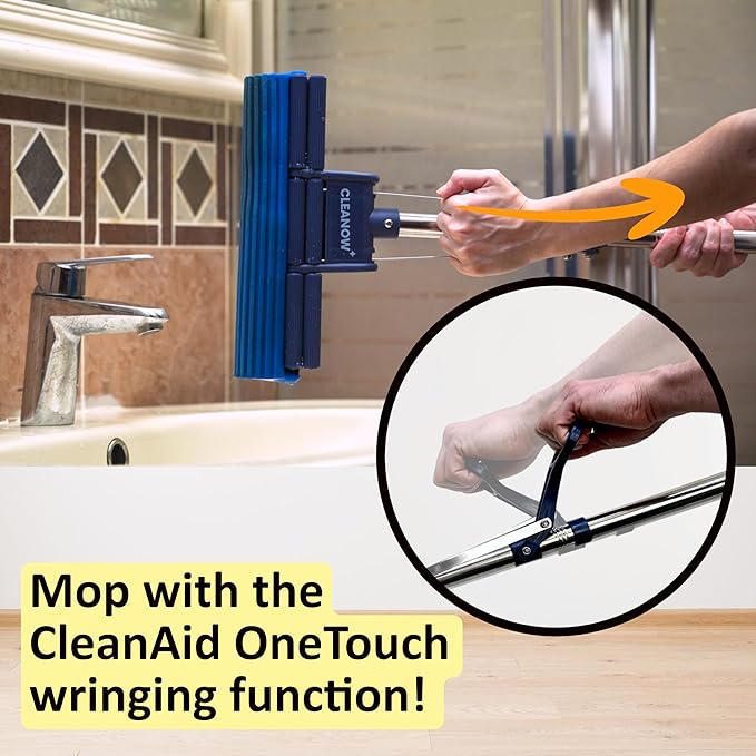 OneTouch GO! Floor Cleaner Floor Mops Sponge Mops Mop with Wringing Function (Cleanow OneTouch GO! Mop + 2 Refills)