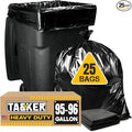 Tasker 95 Gallon Contractor Garbage Bags - 2 Mil Extra Heavy Duty Trash Bags - 96-100 Gallon Trash Can Liners Industrial Trash Bags with Ties - 25 Count