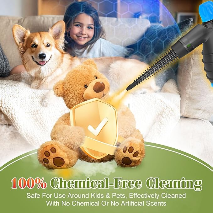 Deep Clean Steam Cleaner Fast Heating Efficient Cleaning Multi-Purpose Handheld Steamer for Cleaning Pressurized Multi-Surface Steam Cleaner for Home Car Upholstery Floor Grout Couch and Grease